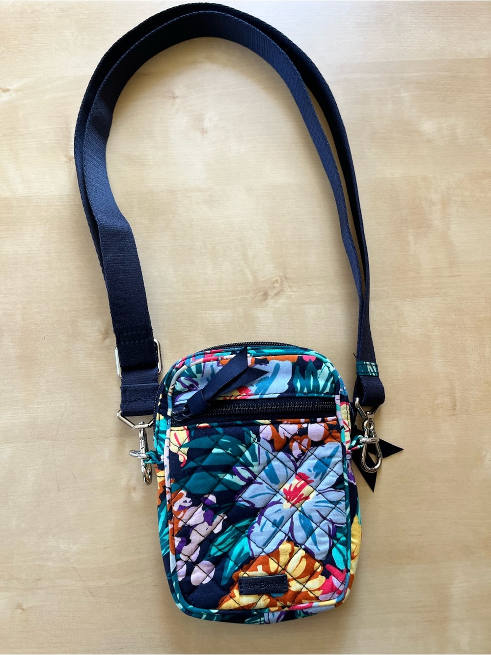 Vera Bradley Happy Blooms Floral Quilted Crossbody in Navy and Multicolor